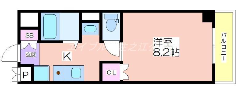 ルーツNS(1K/2階)の間取り写真