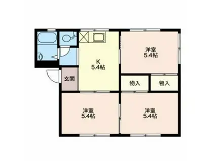 シャルム青山(3K/2階)の間取り写真