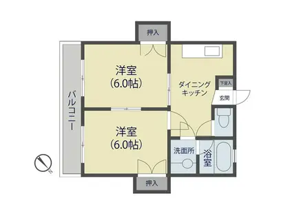 コーポアロフィII(2DK/3階)の間取り写真