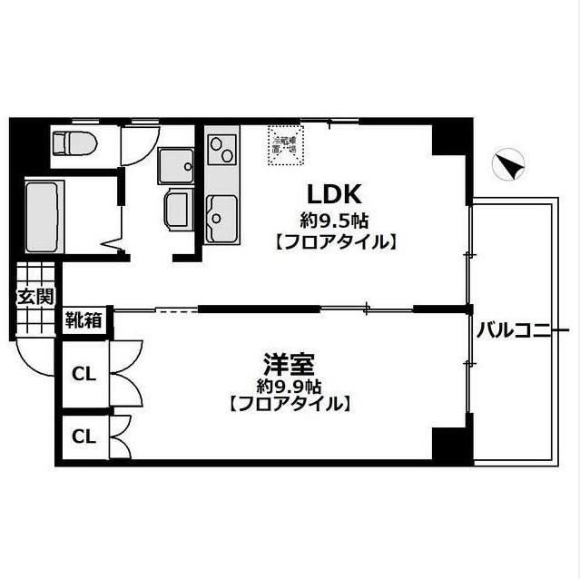 月岡ビル(1LDK/5階)の間取り写真