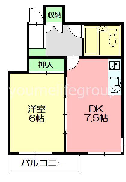望洋荘(1DK/2階)の間取り写真