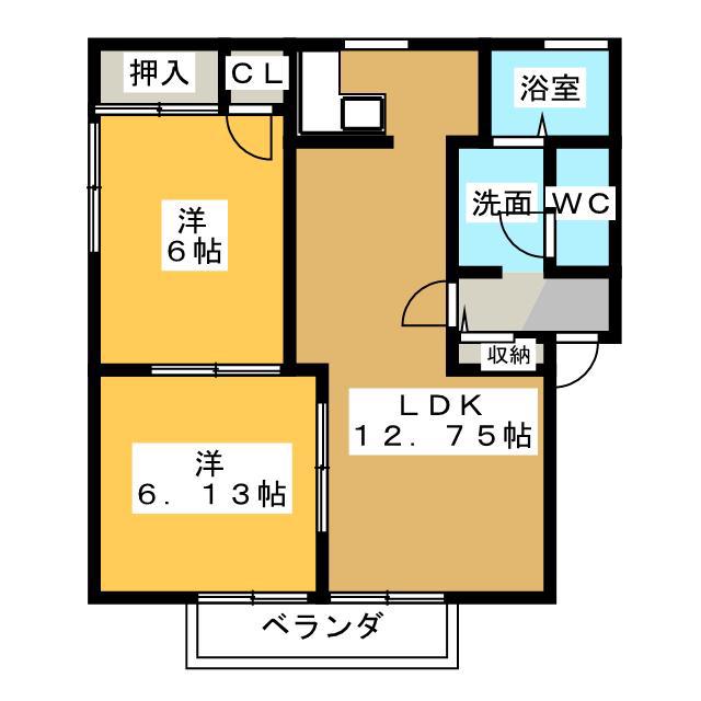 グリーンパストラル(2LDK/2階)の間取り写真