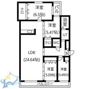 フェスタリア宮の森(4LDK/3階)の間取り写真