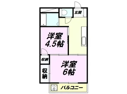 吉田コーポ(2K/2階)の間取り写真