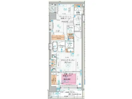 エステムプラザ凌雲閣(2LDK/4階)の間取り写真