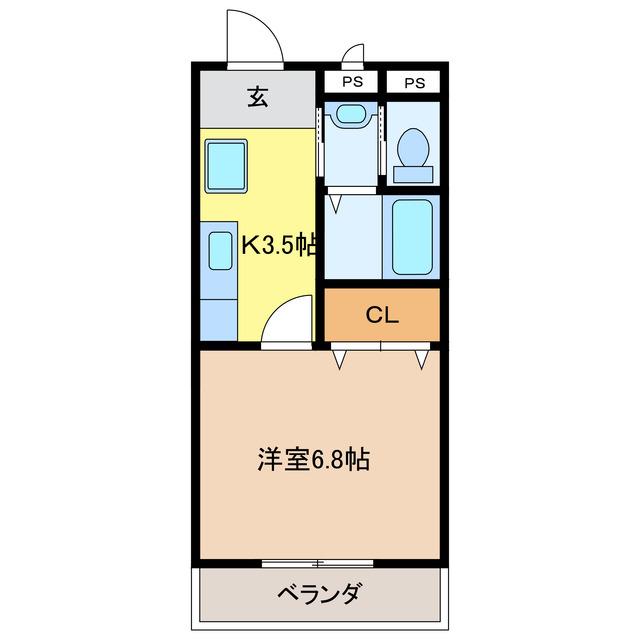 グリーンフィールド21(1K/1階)の間取り写真