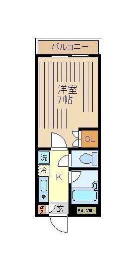 コスモ北新宿(1K/1階)の間取り写真