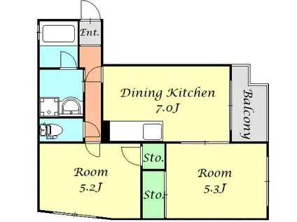 狭山パークハイツ(2DK/2階)の間取り写真