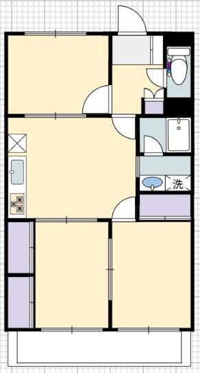 マンション槐(3LDK/2階)の間取り写真