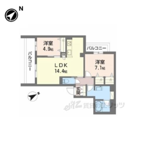 シャーメゾン スターセント(2LDK/2階)の間取り写真