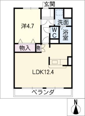 CASA DUO サウス(1LDK/3階)の間取り写真
