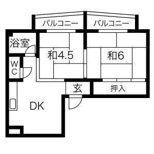 メゾン中島(2DK/1階)の間取り写真