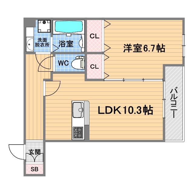 チェーン・パレス上甲子園(1LDK/3階)の間取り写真