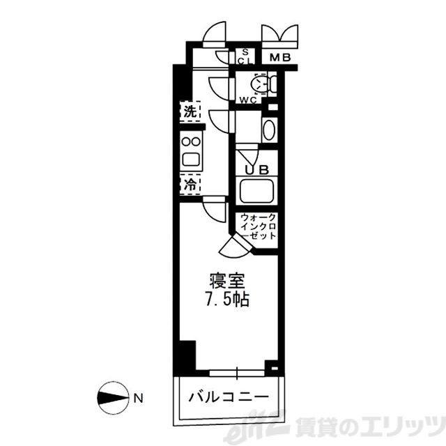  レジディア亀戸-(1K/14階)の間取り写真