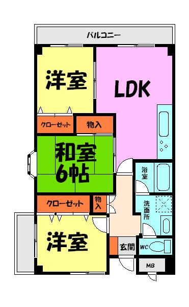 シルクエクセル(3LDK/3階)の間取り写真