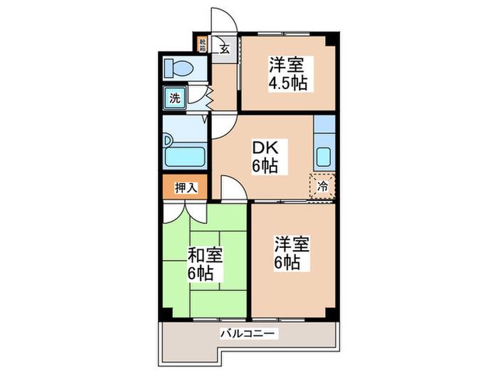 KENSINGTON(3DK/2階)の間取り写真