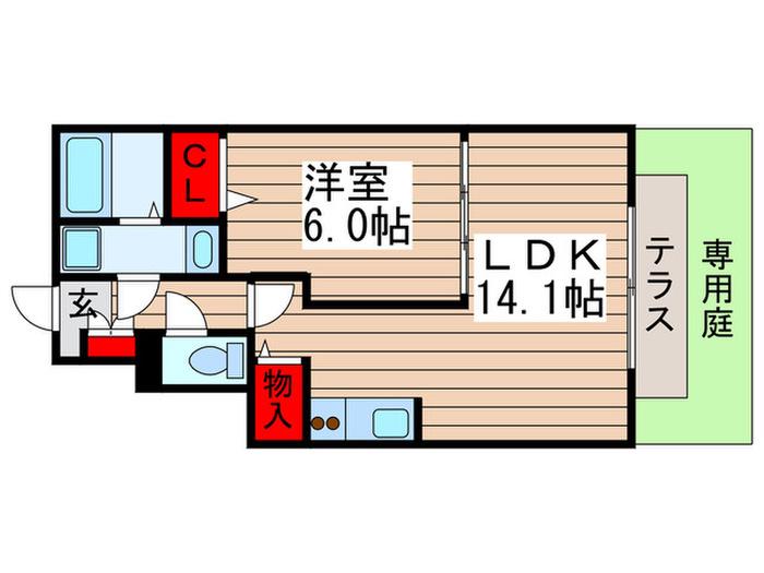 レカン ド コリーヌ(1LDK/1階)の間取り写真