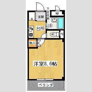 グレイスコート樹木(1K/3階)の間取り写真
