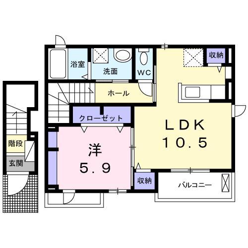 フェリシダ(1LDK/2階)の間取り写真