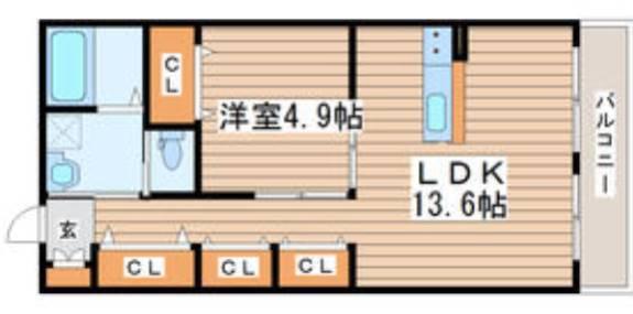 レトアオーク(1LDK/1階)の間取り写真