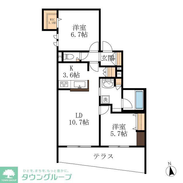 BAMBOU DEUX(2LDK/1階)の間取り写真