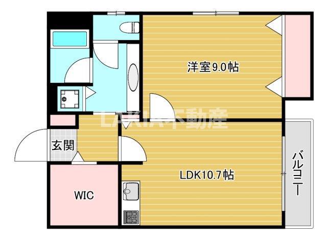 ヴィレッジリバー南堀江(1LDK/3階)の間取り写真