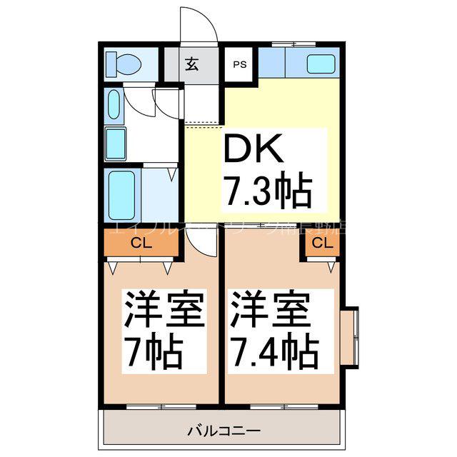 ラ・セゾンOB1(2DK/1階)の間取り写真