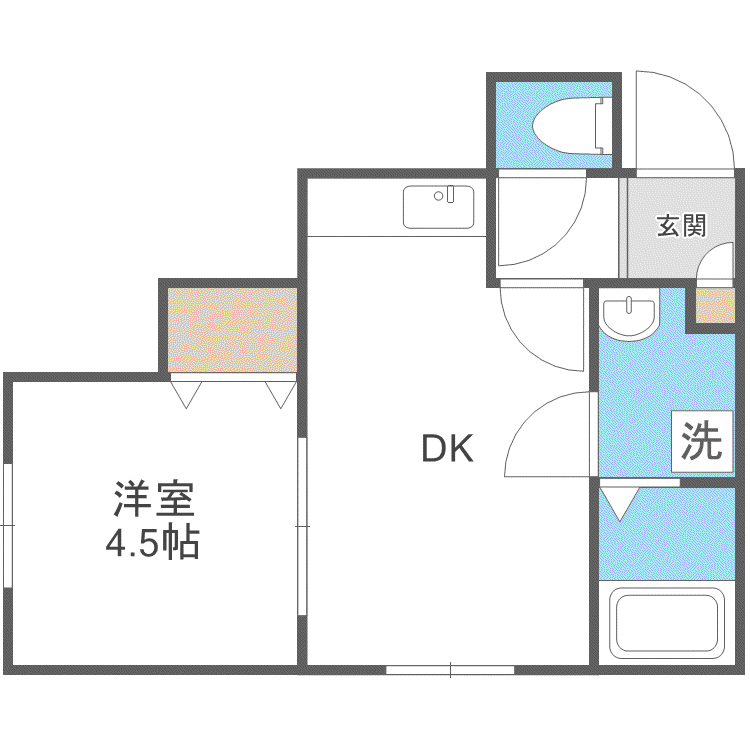 ラブラドール南9条(1DK/2階)の間取り写真