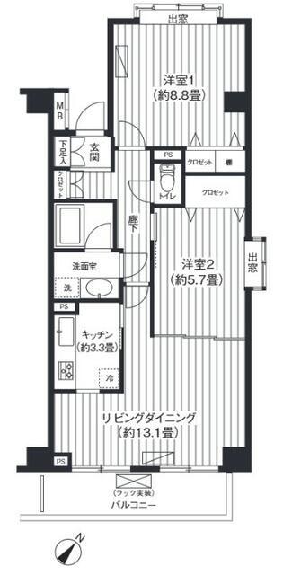 メゾン芝浦(2LDK/10階)の間取り写真