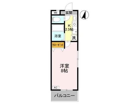 エクセレントコート C棟(1K/1階)の間取り写真