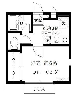 ヴィルヌーブ江古田(1K/1階)の間取り写真