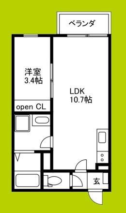リブレメゾン東鳴尾I(1LDK/2階)の間取り写真