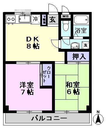 ルミエール平和台(2DK/3階)の間取り写真