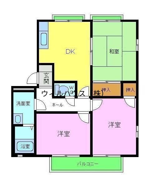 パル今福B棟(3DK/2階)の間取り写真