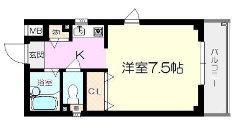 エクシード園田 II(1K/1階)の間取り写真