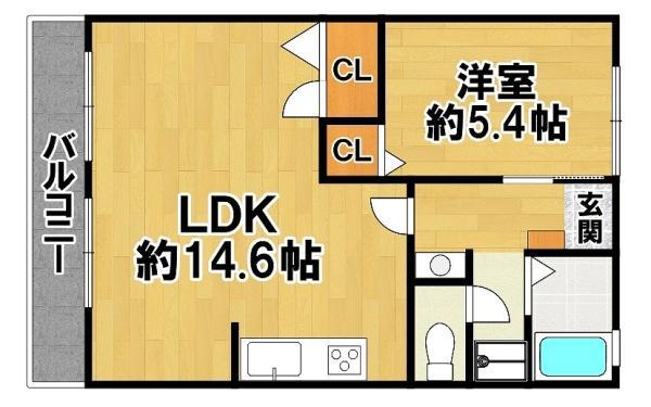 フレグランス鹿の子台南II(1LDK/1階)の間取り写真