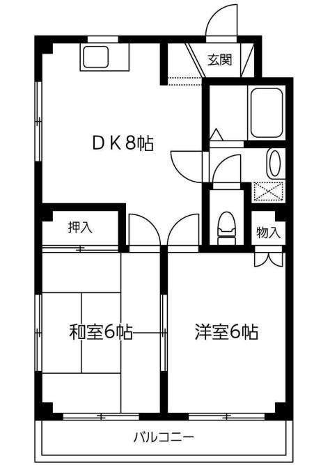 ハイツアルプス(2DK/2階)の間取り写真