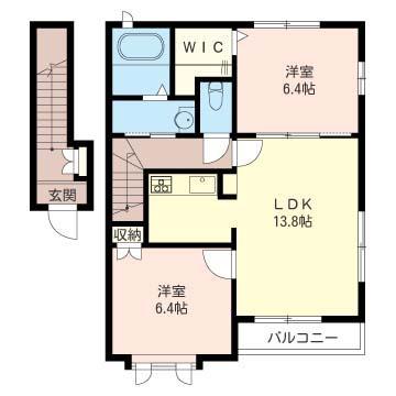 フォレステージュA(2LDK/2階)の間取り写真