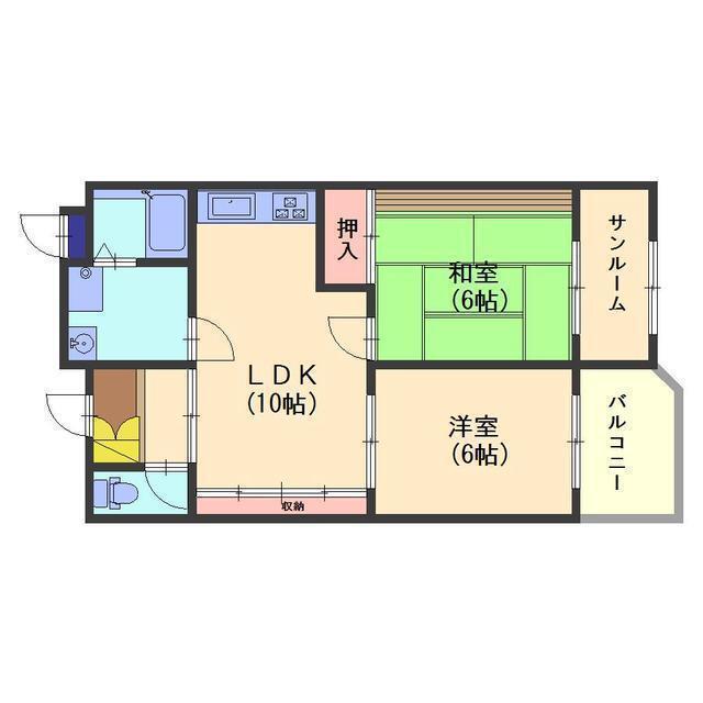 エクセルふたすぎ(2LDK/3階)の間取り写真