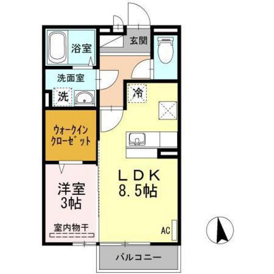 BONHEUR 2(1LDK/1階)の間取り写真