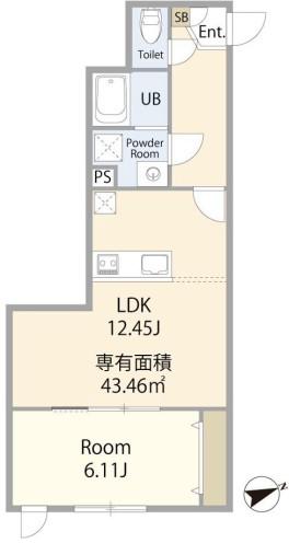 エテルノヴァローレ川越(1LDK/2階)の間取り写真