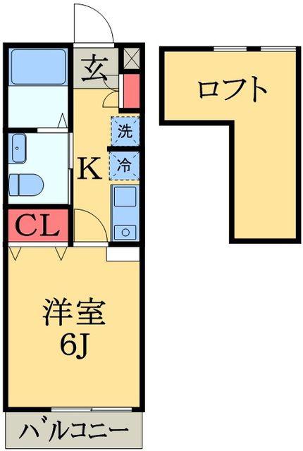 AERIAL SUITE(1K/2階)の間取り写真