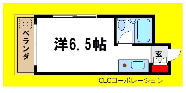 高台コーポ(ワンルーム/2階)の間取り写真