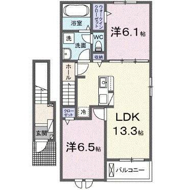 トレグロリア(2LDK/2階)の間取り写真