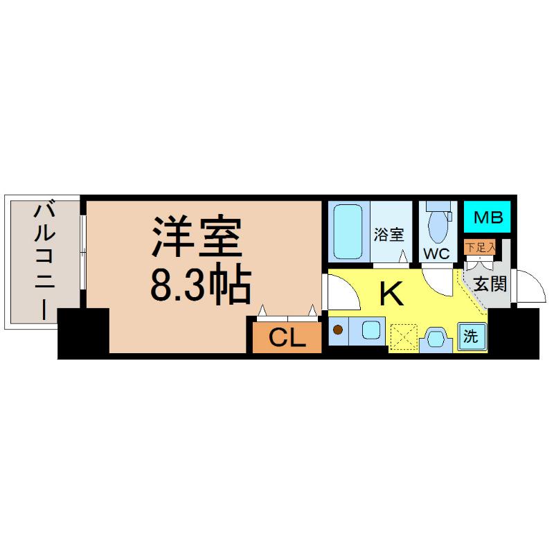 ヒルズ新栄2号館(1K/9階)の間取り写真