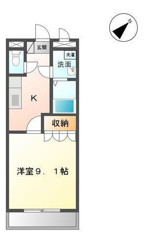 アンド・ユー大道(1K/2階)の間取り写真