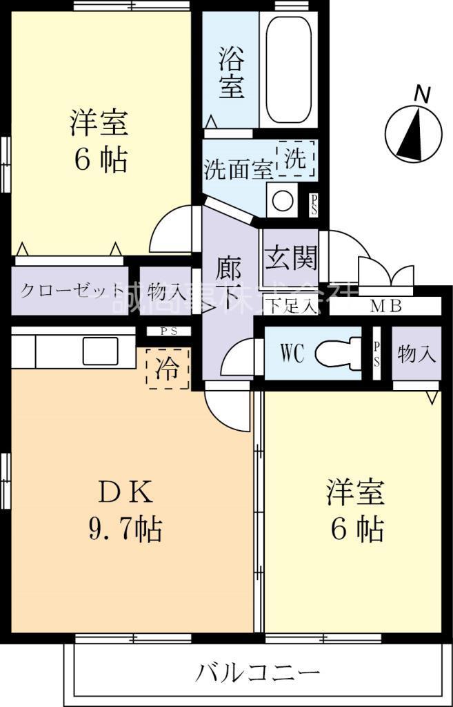 ジュネスコート(2DK/3階)の間取り写真