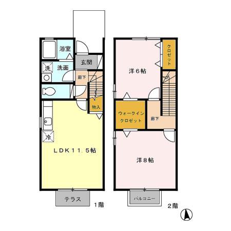 ベルスクエア(2LDK/1階)の間取り写真