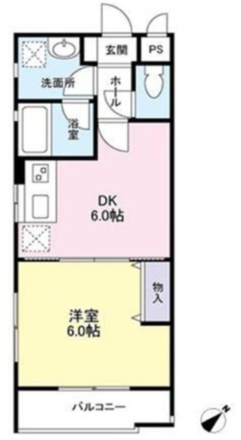プレミール松庵(1DK/2階)の間取り写真