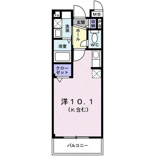 レジデンスひらお(ワンルーム/2階)の間取り写真
